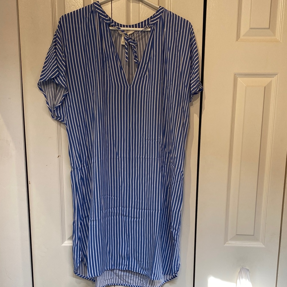 Blue & white striped dress - Sz L